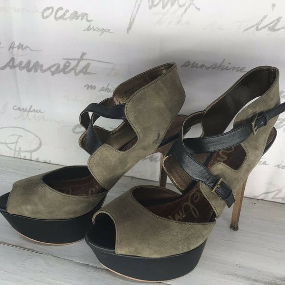 Sam Edelman Noura Sage Suede Black Leather 9M - Picture 2 of 8